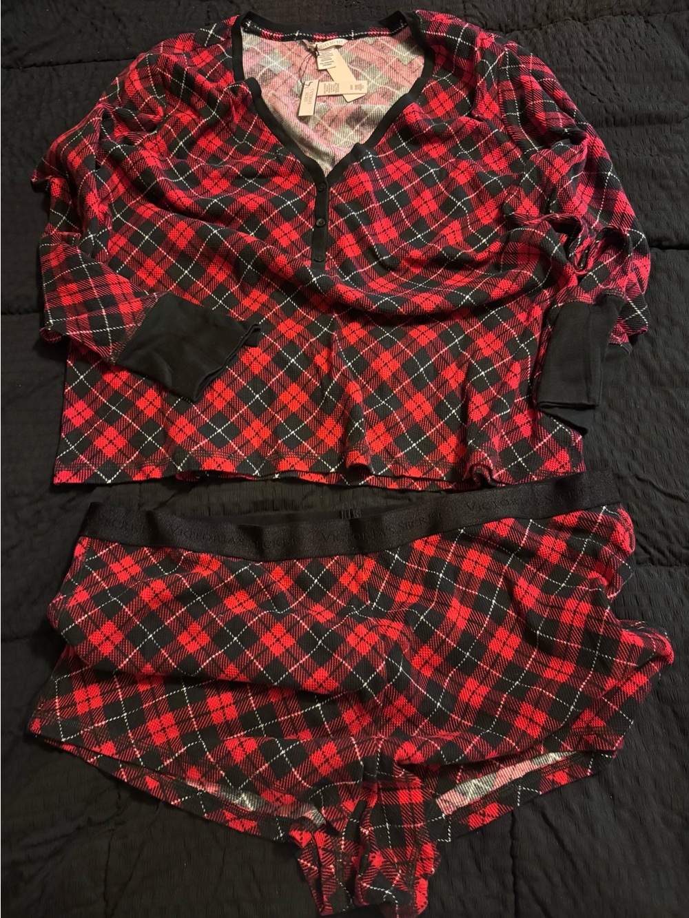Victoria's Secret Pink and Black Plaid Sleep Set